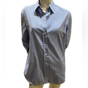 Equipment Blue and White Checkered women Shirt small